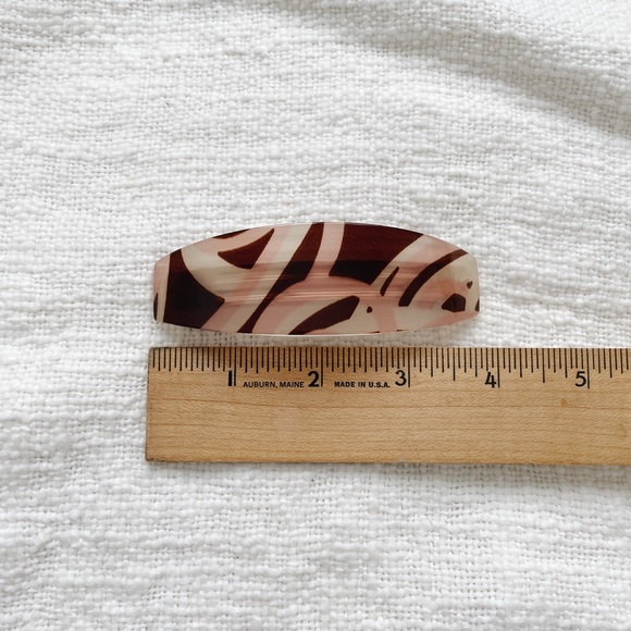 Pink & brown abstract barrette - Picture 4 of 4